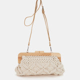 Beige macrame clutch