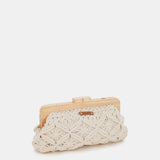 Beige macrame clutch