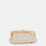 Beige macrame clutch