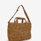 Camel raffia bag