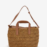 Camel raffia bag