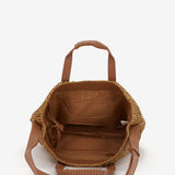 Camel raffia bag