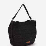 Raffia shoulder bag in black