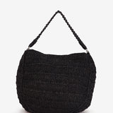 Raffia shoulder bag in black
