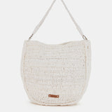 White raffia shoulder bag