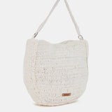 White raffia shoulder bag