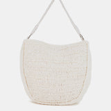 White raffia shoulder bag