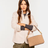 Crossbody bag in beige recycled materials