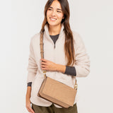 Crossbody bag in beige recycled materials