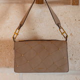 Crossbody bag in beige recycled materials
