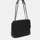 Shoulder bag in black recycled materials