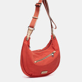 Red fabric crossbody bag