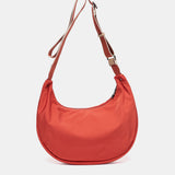 Red fabric crossbody bag