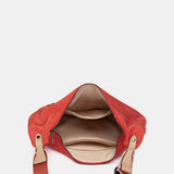 Red fabric crossbody bag