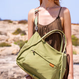 Bolso de hombro en tejido verde