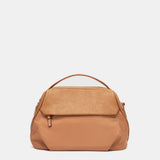 Cognac fabric crossbody bag