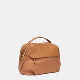 Cognac fabric crossbody bag