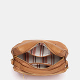 Cognac fabric crossbody bag