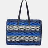 Blau gestreifte Bast-Tragetasche