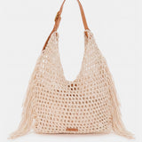 Beige macramé shoulder bag