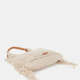Beige macramé shoulder bag