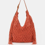 Orange macramé shoulder bag