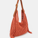 Orange macramé shoulder bag