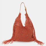 Orange macramé shoulder bag
