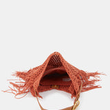 Orange macramé shoulder bag