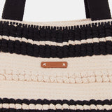 Schwarz bestickte Strandtragetasche