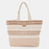 Beige bestickte Strandtragetasche