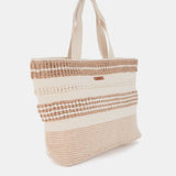 Beige bestickte Strandtragetasche