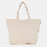 Beige bestickte Strandtragetasche