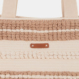 Beige bestickte Strandtragetasche