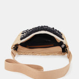 Black embroidered crossbody bag