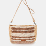Beige embroidered crossbody bag