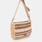 Beige embroidered crossbody bag