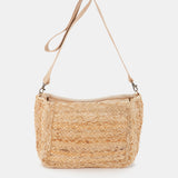 Beige embroidered crossbody bag