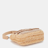 Beige embroidered crossbody bag