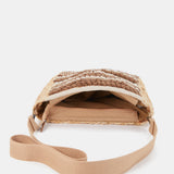 Beige embroidered crossbody bag