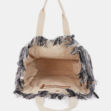 Schwarze bestickte Strandtasche aus Baumwolle