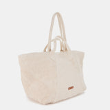 Beige bestickte Strandtasche aus Baumwolle