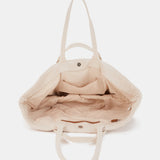 Beige bestickte Strandtasche aus Baumwolle