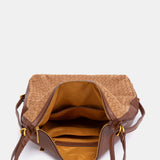 Bolso multifuncional trenzado en cognac