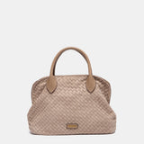 Bolso de mano trenzado beige