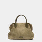 Bolso de mano trenzado verde