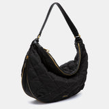 Black quilted shoulder bag.