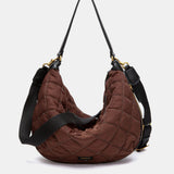 Brown quilted shoulder bag.