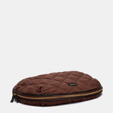 Brown quilted shoulder bag.
