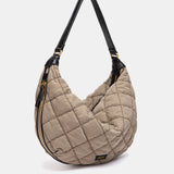 Gepolsterte Schultertasche in Taupe.